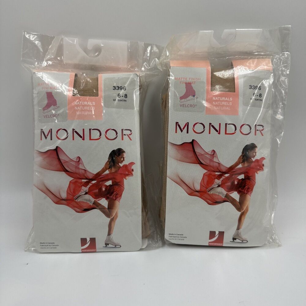 Mondor Lot Of 2 Girls Evolution Figure Skating Tights Size 6-8, (3396)